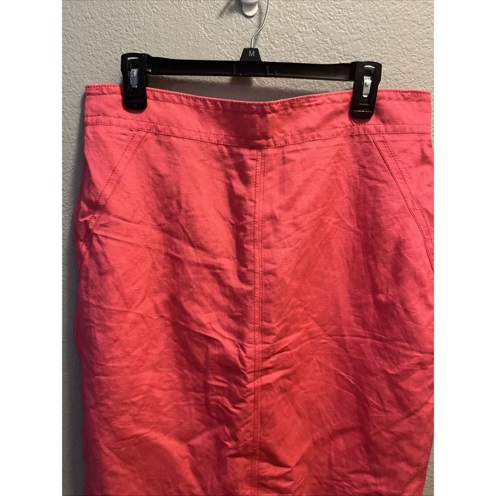 ANN TAYLOR NWT ‎ Solid Pink Lined Linen Blend Pencil Skirt Size 12